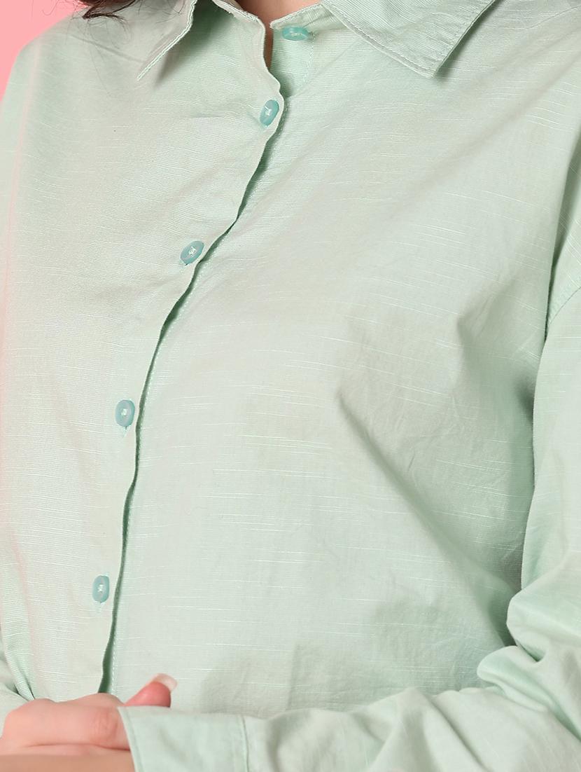 green solid regular shirt - 21031896 - Standard Image - 5