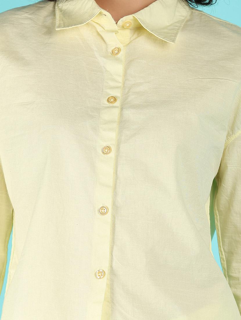 women solid collared puff sleeves shirt - 21031897 - Standard Image - 5