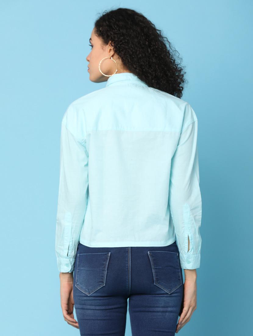 women solid collared puff sleeevs shirt - 21031898 - Standard Image - 3