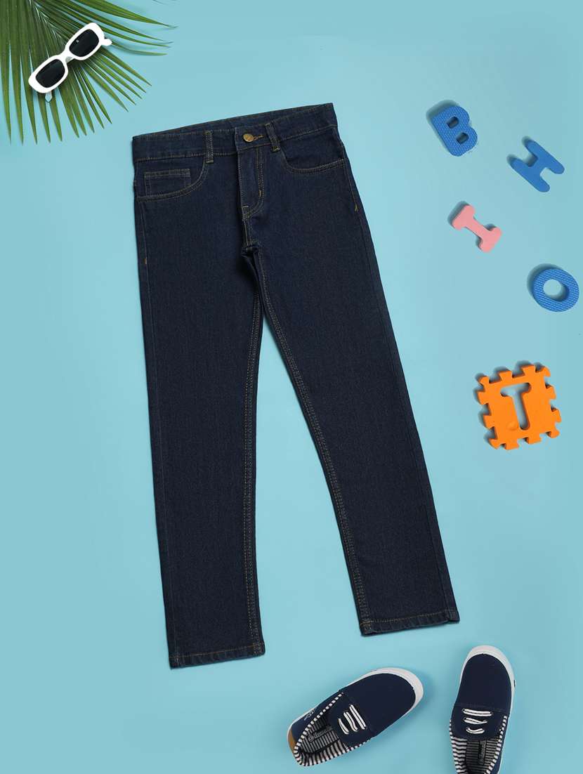 boys blue solids plain jeans