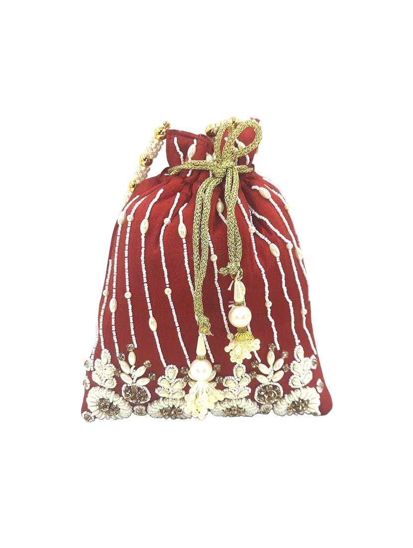 red embellished ethnic potlis