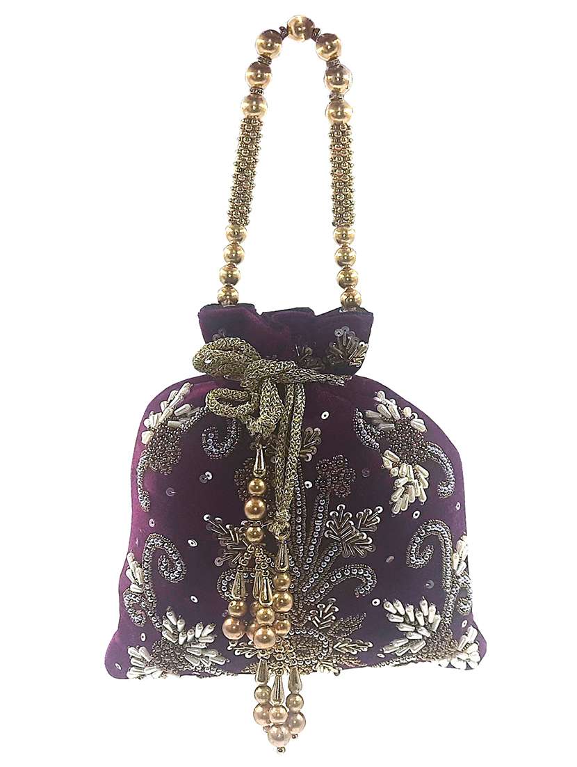 purple embellished ethnic potlis - 21032001 -  Standard Image - 3