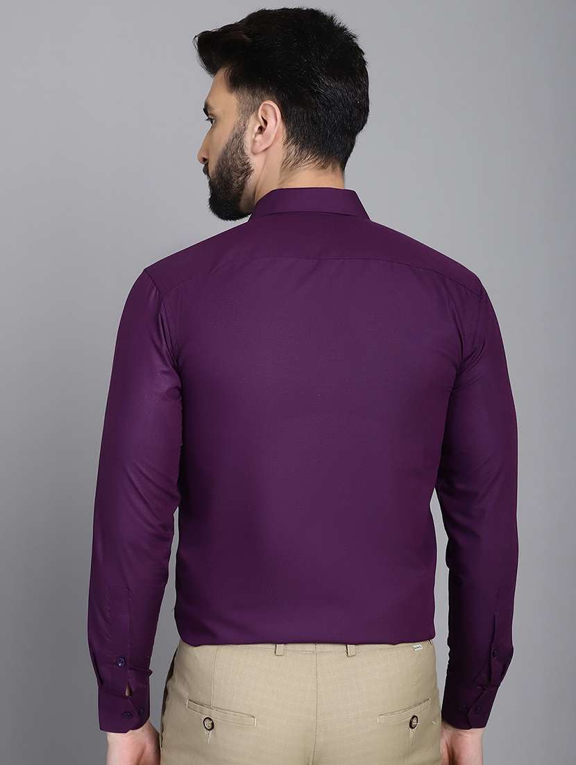men purple slim fit collared formal shirt - 21032007 -  Standard Image - 3