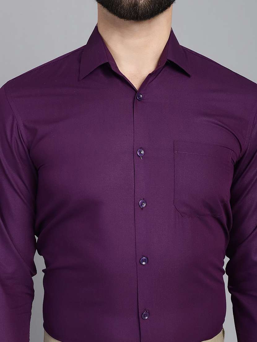 men purple slim fit collared formal shirt - 21032007 -  Standard Image - 5
