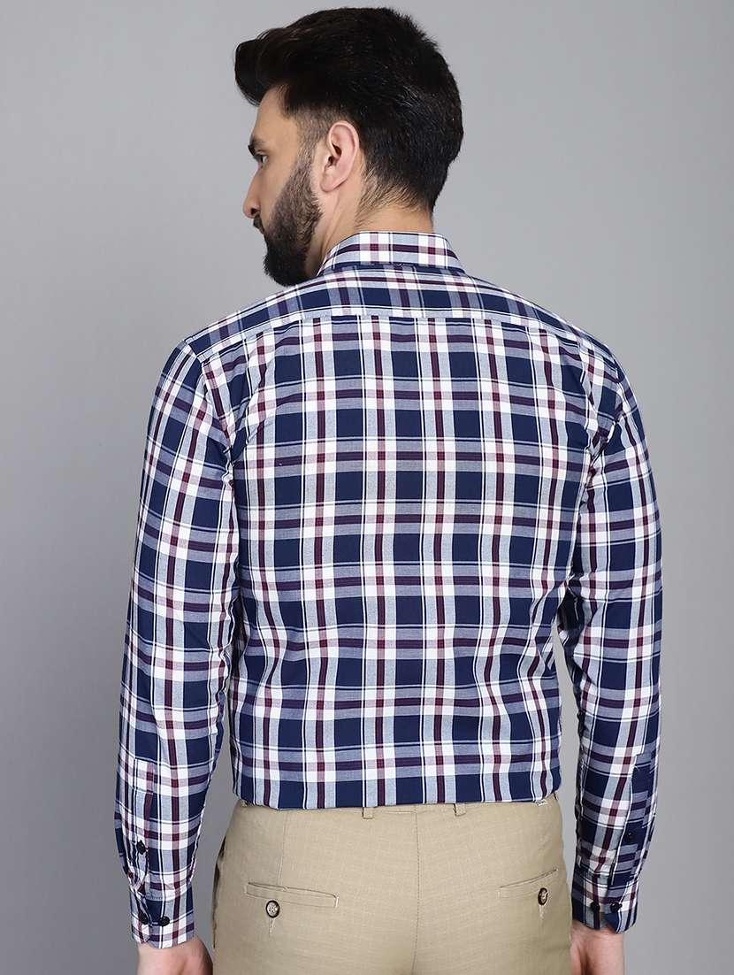 navy blue cotton formal shirt - 21032021 -  Standard Image - 3