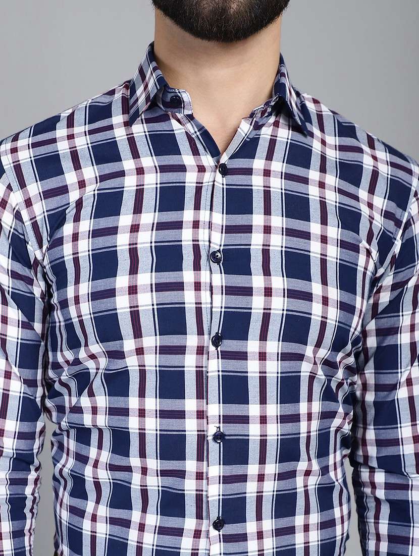 navy blue cotton formal shirt - 21032021 -  Standard Image - 5