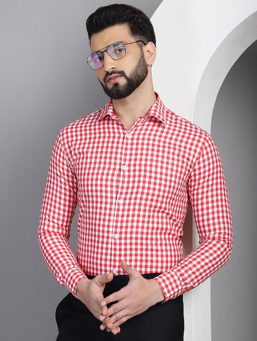 red cotton formal shirt - 21032029 - Standard Image - 0