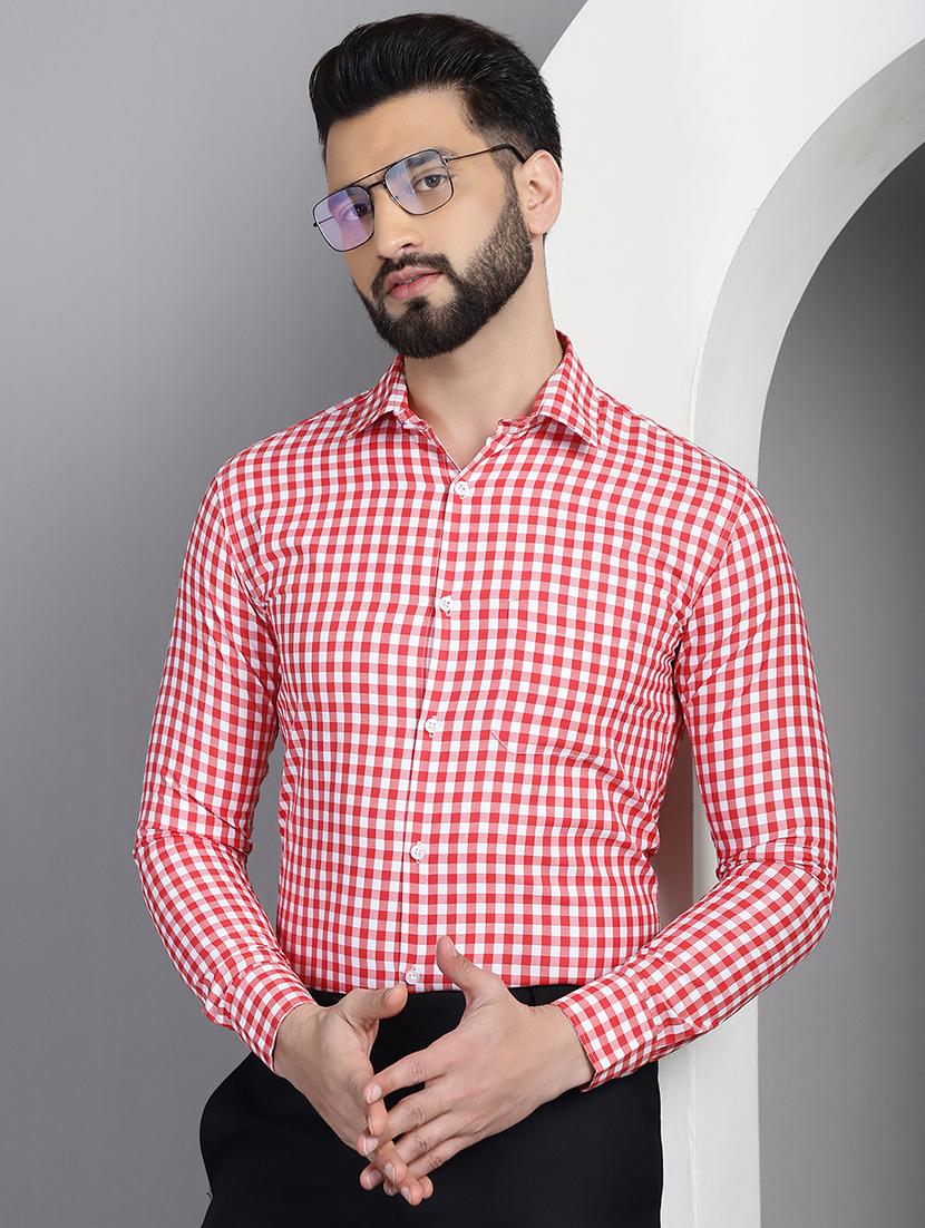 red cotton formal shirt - 21032029 - Zoom Image - 0