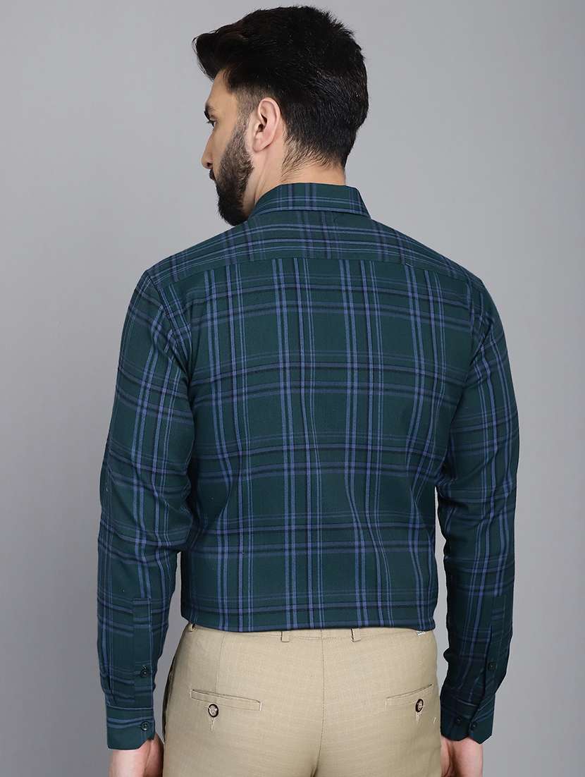 green cotton formal shirt - 21032038 -  Standard Image - 3