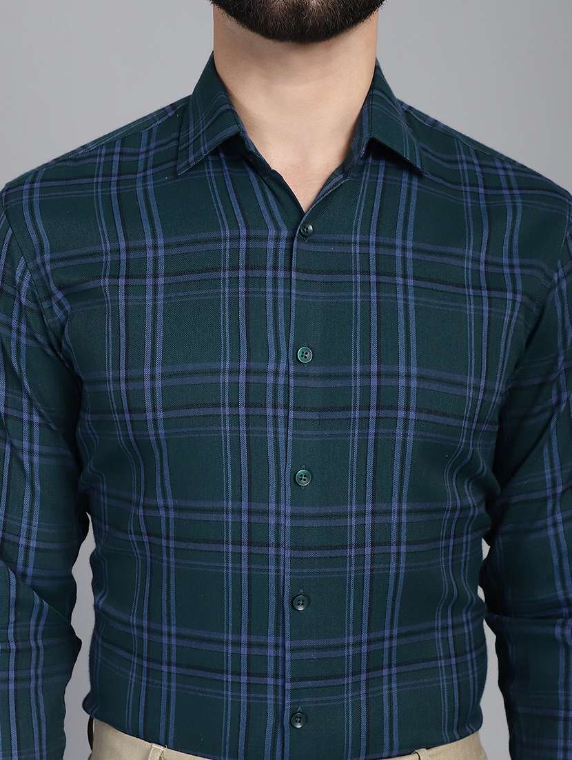 green cotton formal shirt - 21032038 -  Standard Image - 5