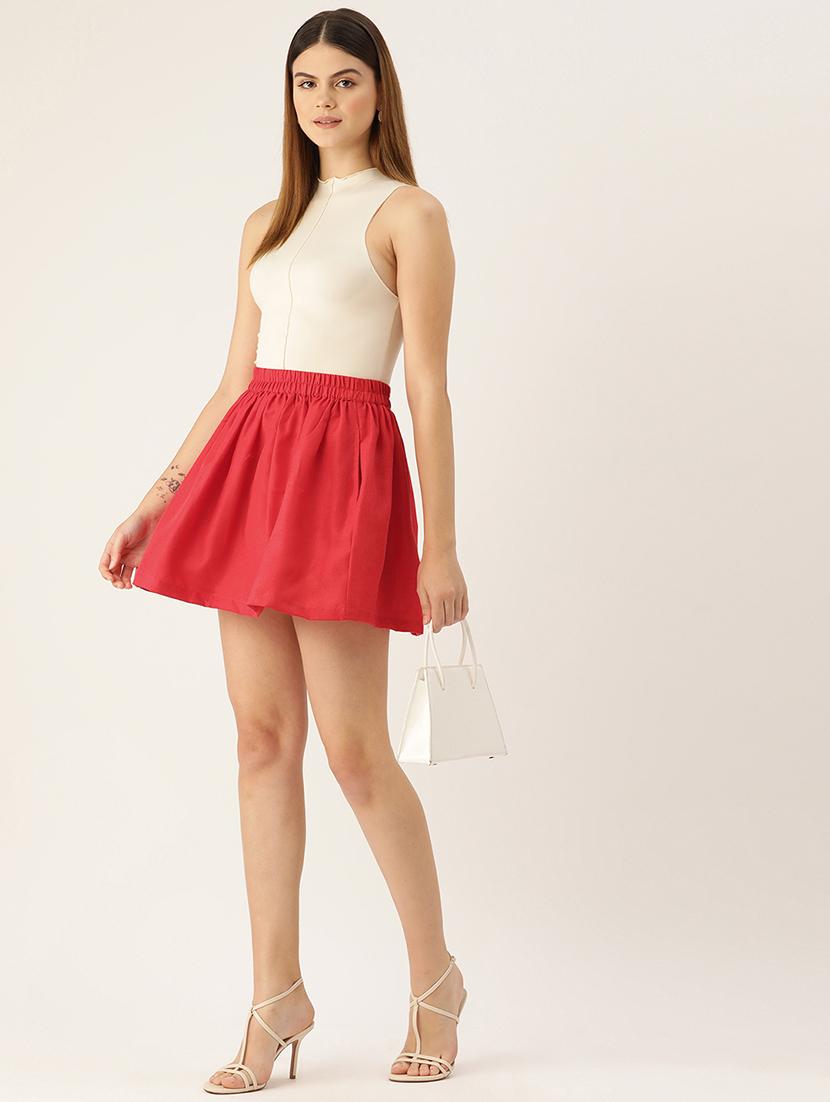 women solid high rise flared skirt - 21032090 - Standard Image - 3