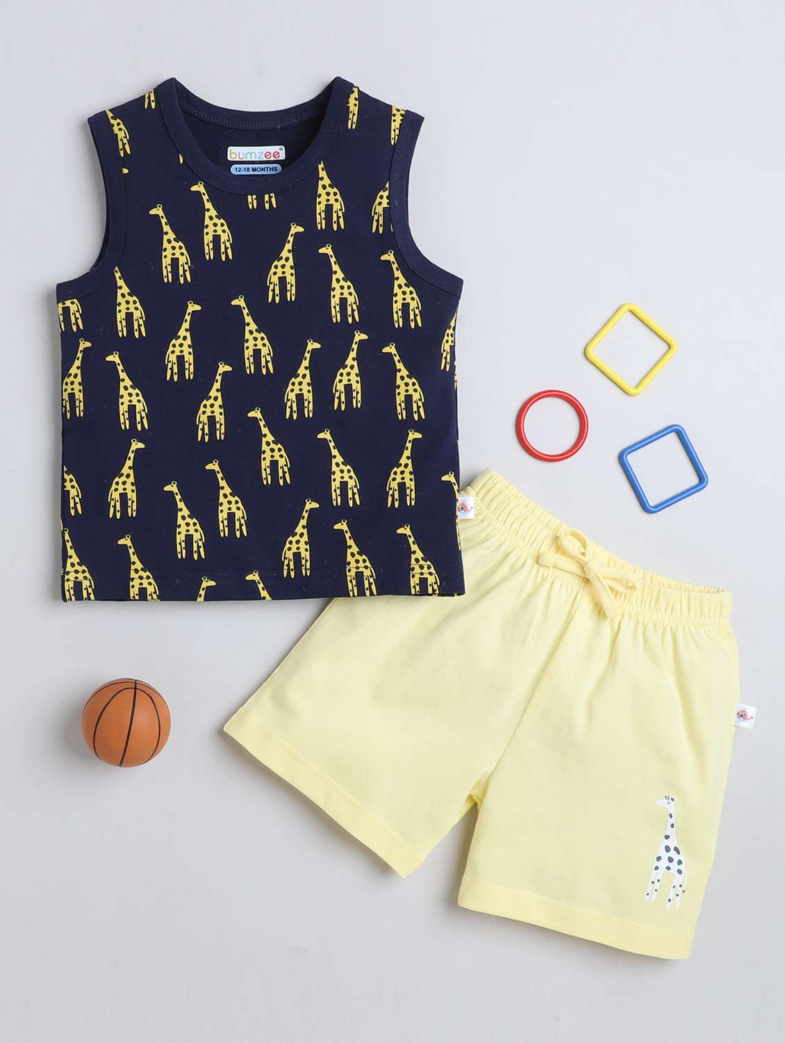 kids quirky printed vest & shorts 