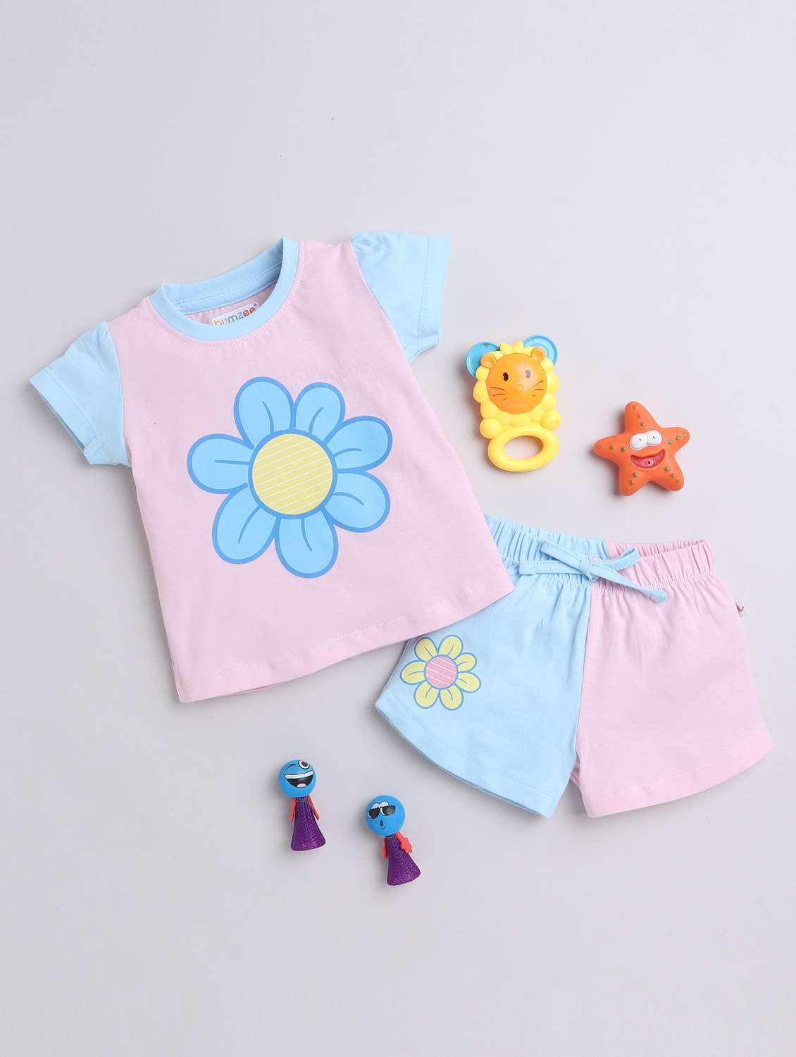 girls color blocked  t-shirt and short set