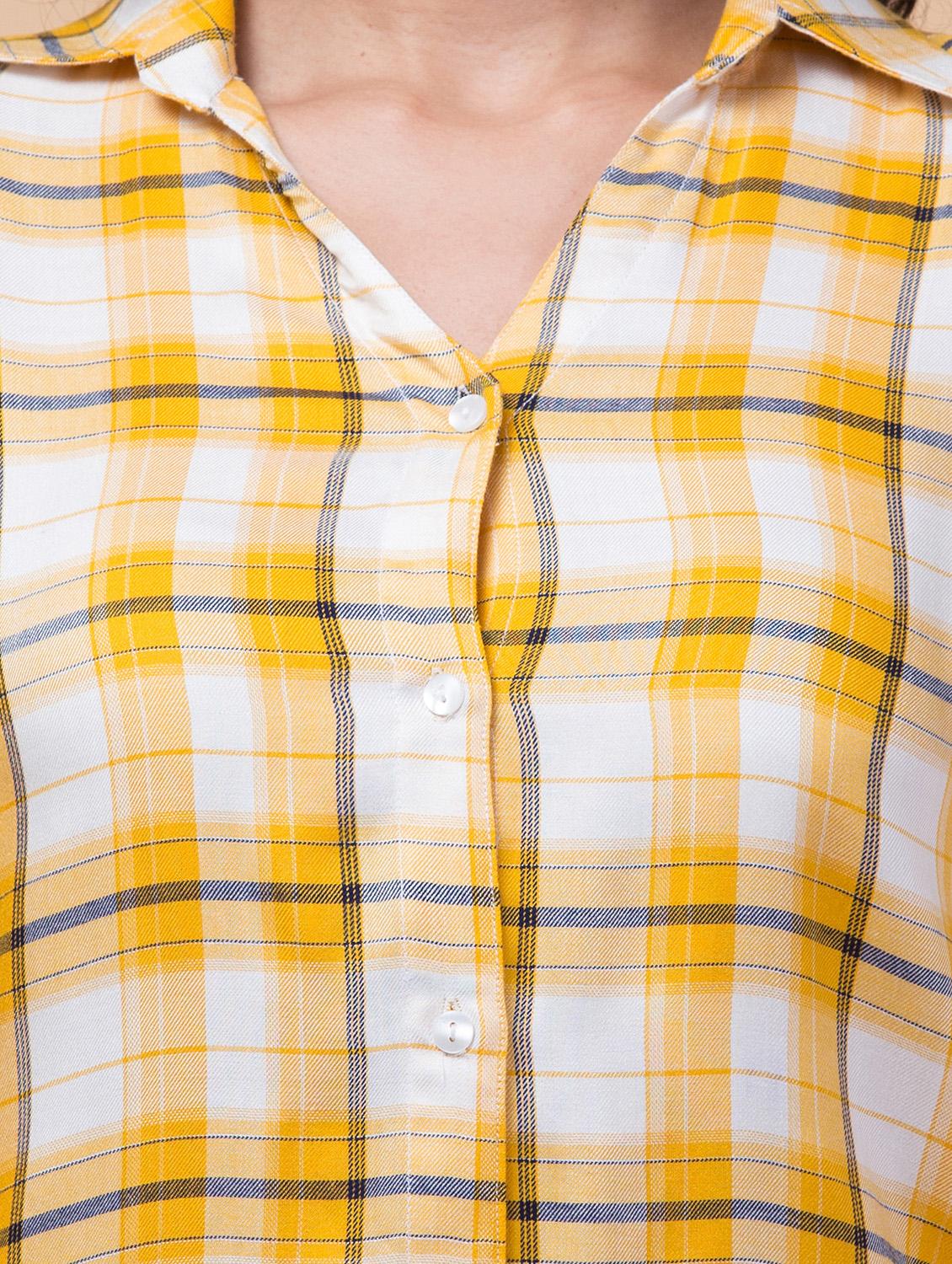 women shirt collar plaid regular shirt - 21032352 - Standard Image - 3