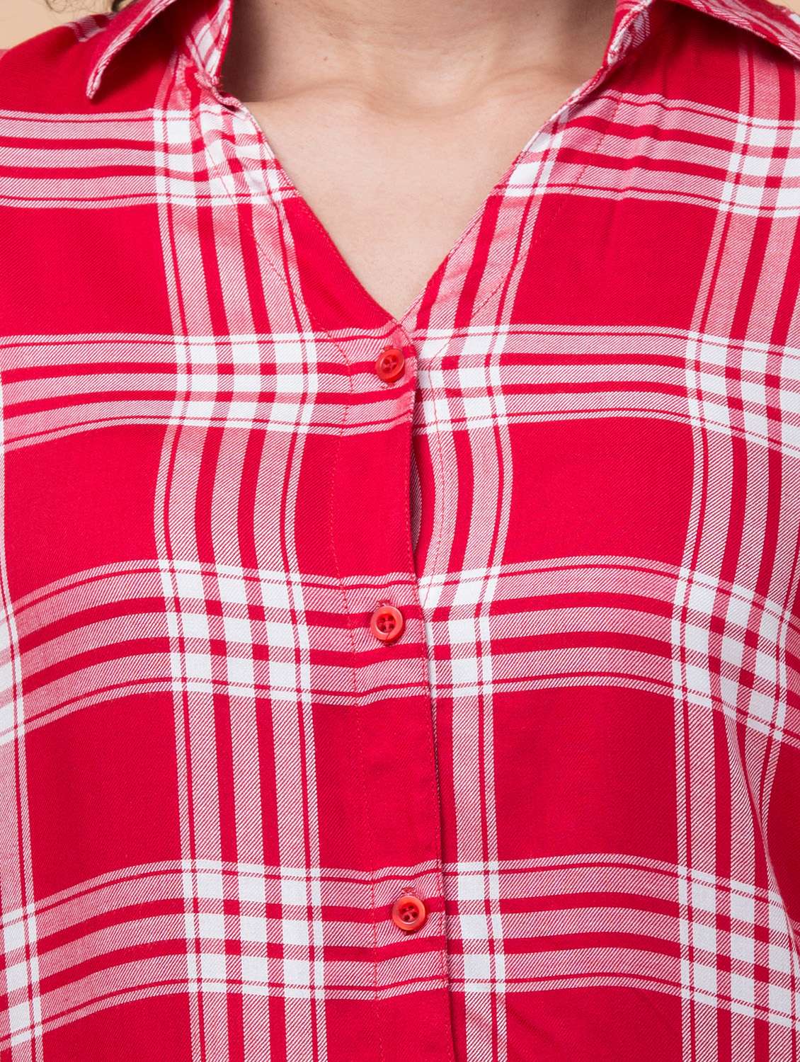 women checkered rayon shirt - 21032353 -  Standard Image - 3