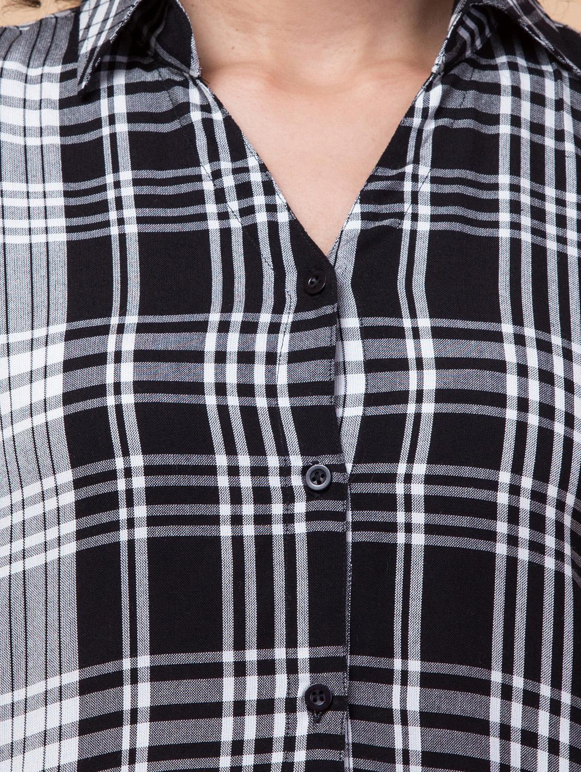 women checkered rayon shirt - 21032356 - Standard Image - 3