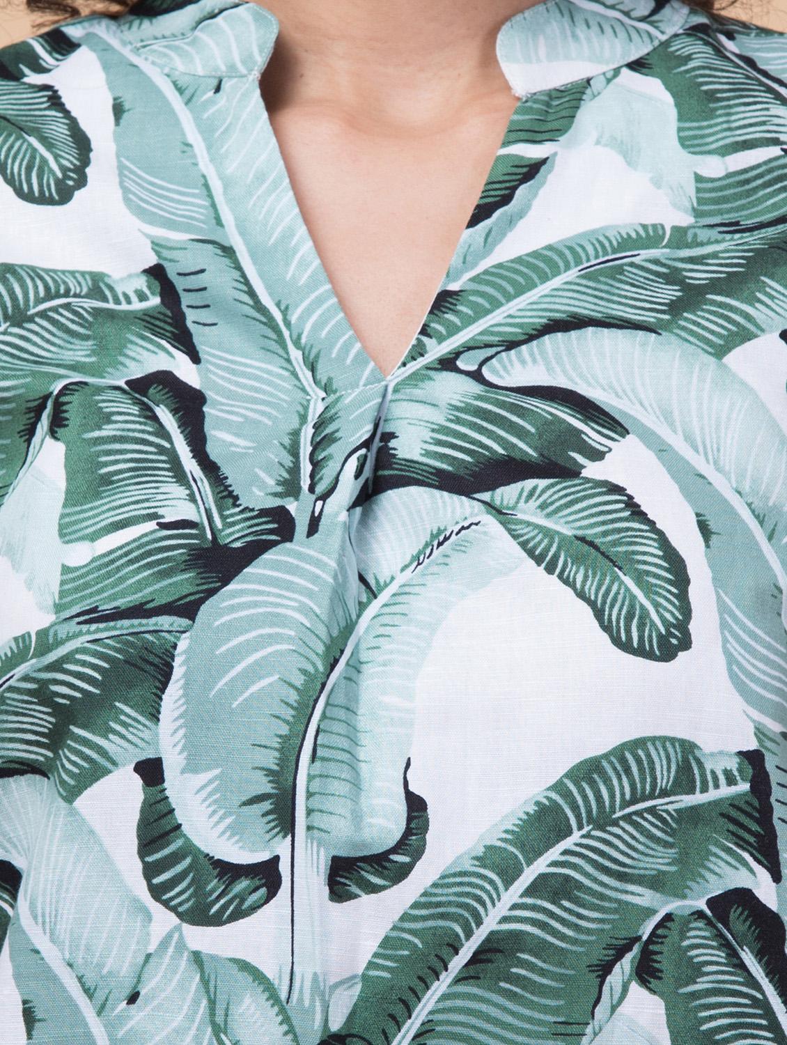 women leaf printed shirt top - 21032527 - Standard Image - 3