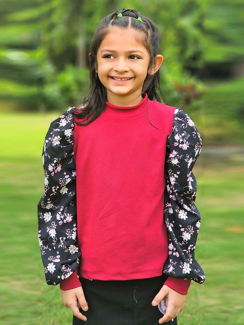 girls high neck puff sleeve top - 21033449 - Standard Image - 0