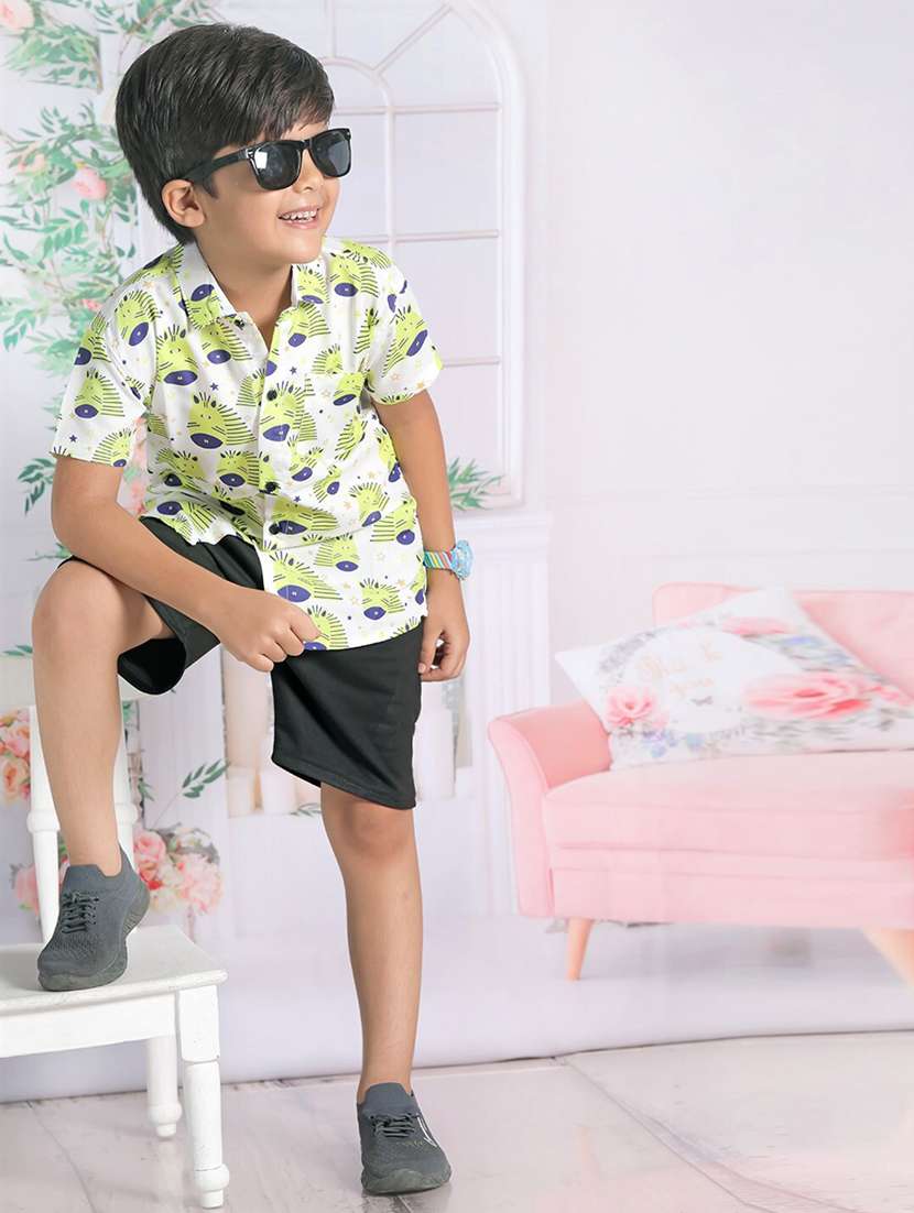 boys printed shorts & shirt set 