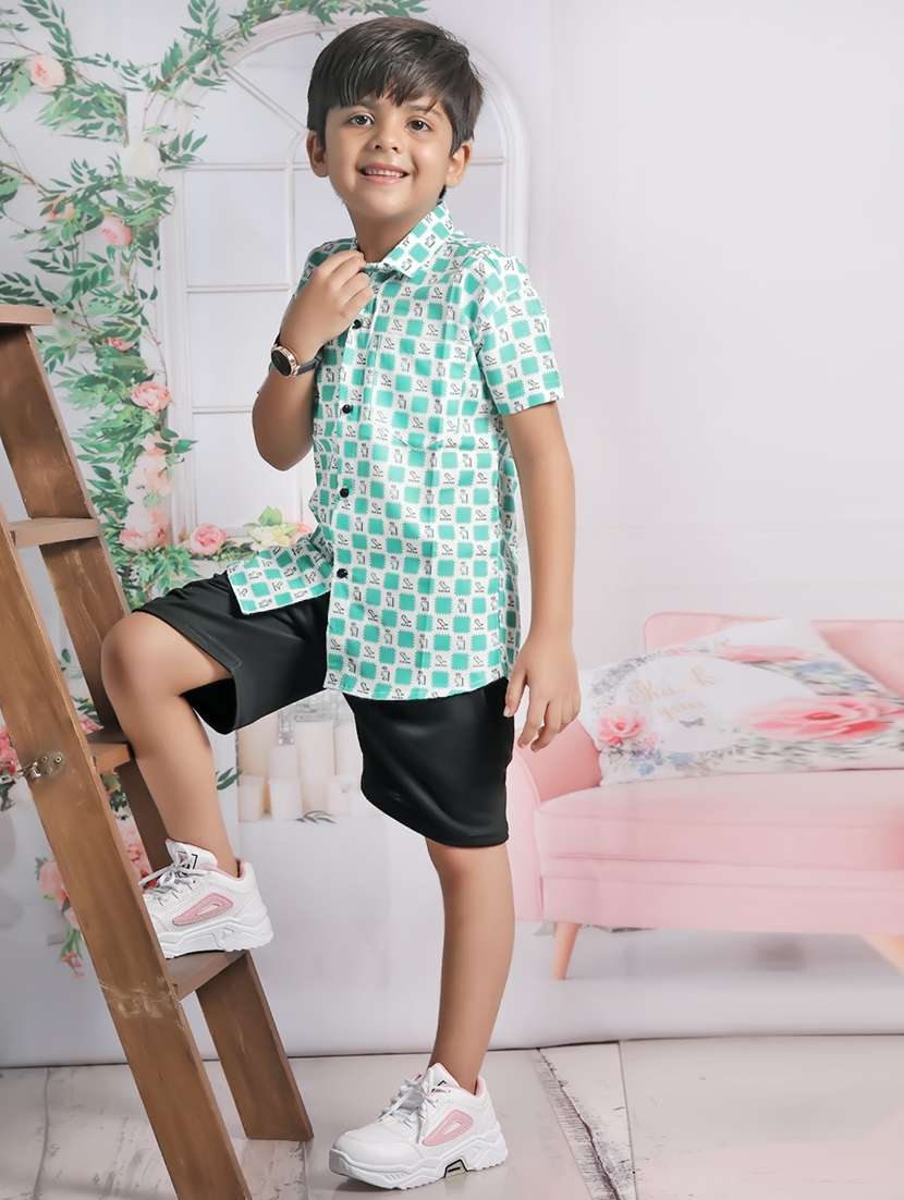 boys printed shorts & shirt set 