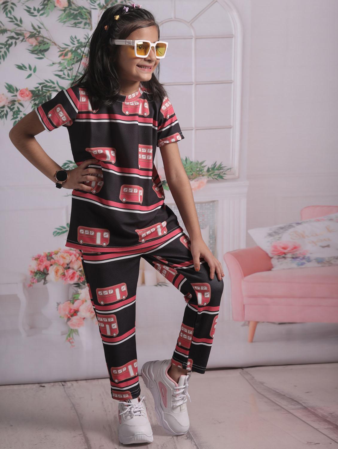 girls printed t-shirt and pajama set - 21033519 -  Zoom Image - 0