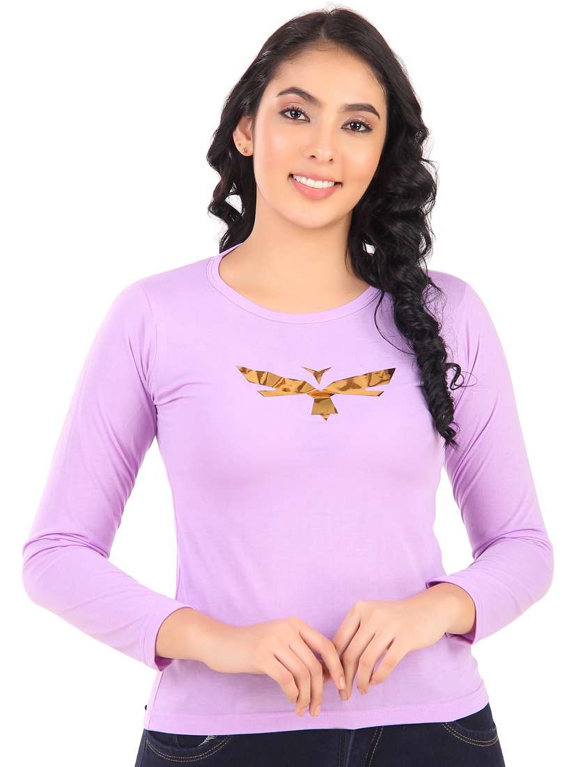 women round neck chest print t-shirt