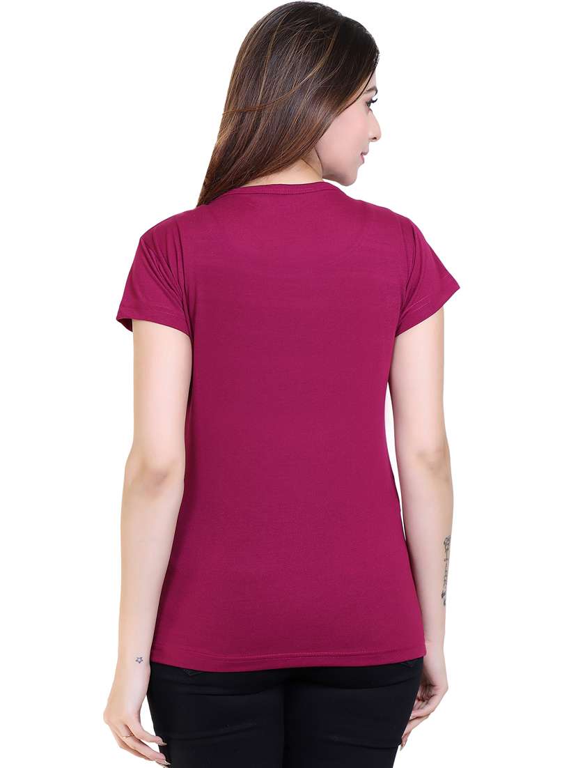 women solid round neck cotton t-shirt - 21033704 -  Standard Image - 3