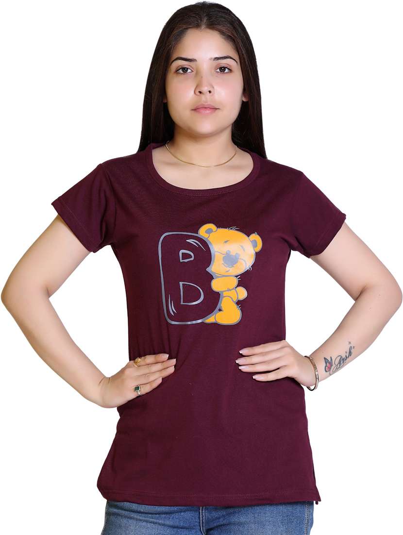 women front print cotton t-shirt