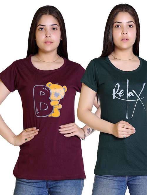 women pack of 2 cotton t-shirt - 21033707 -  Standard Image - 0