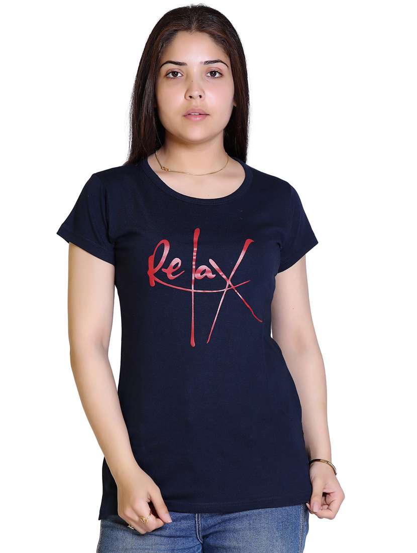 women front print cotton t-shirt