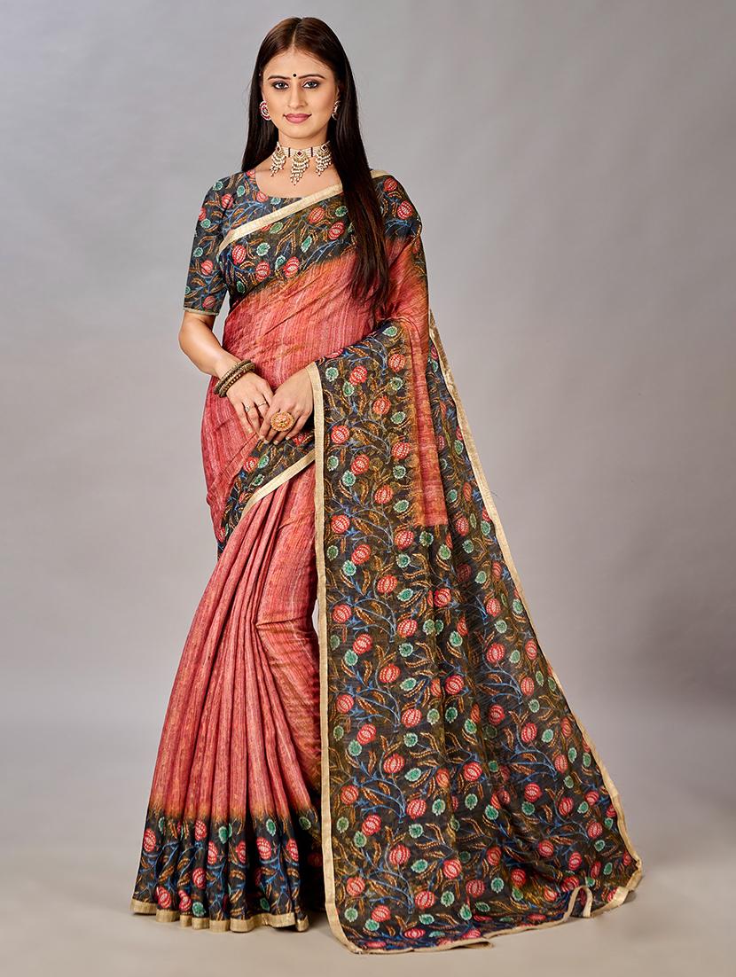 women floral printed bordered saree with blouse - 21033987 -  Zoom Image - 0