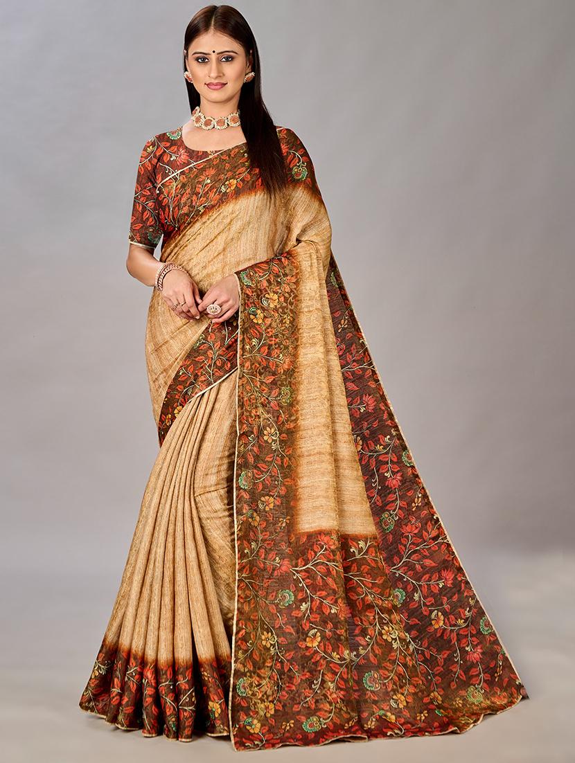 women floral printed bordered saree with blouse - 21033997 -  Zoom Image - 0
