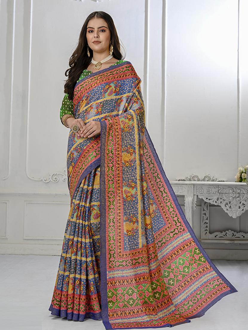 women multi color printed saree with blouse - 21034005 - Zoom Image - 0