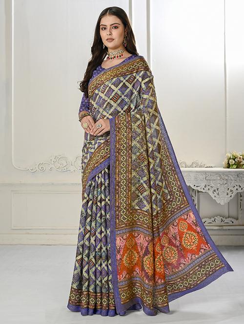 women multi color printed saree with blouse - 21034012 - Standard Image - 0