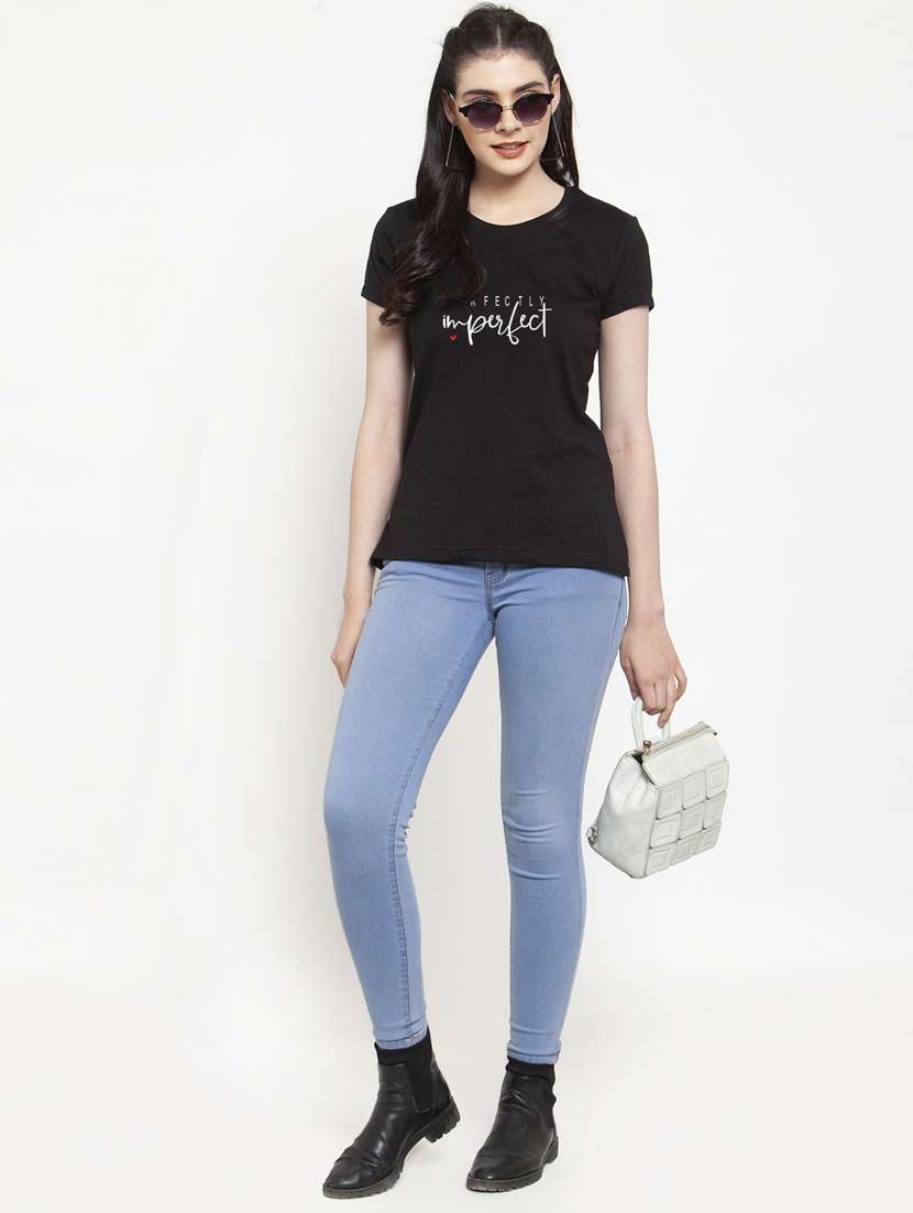 women round neck chest print t-shirt - 21034269 -  Standard Image - 3