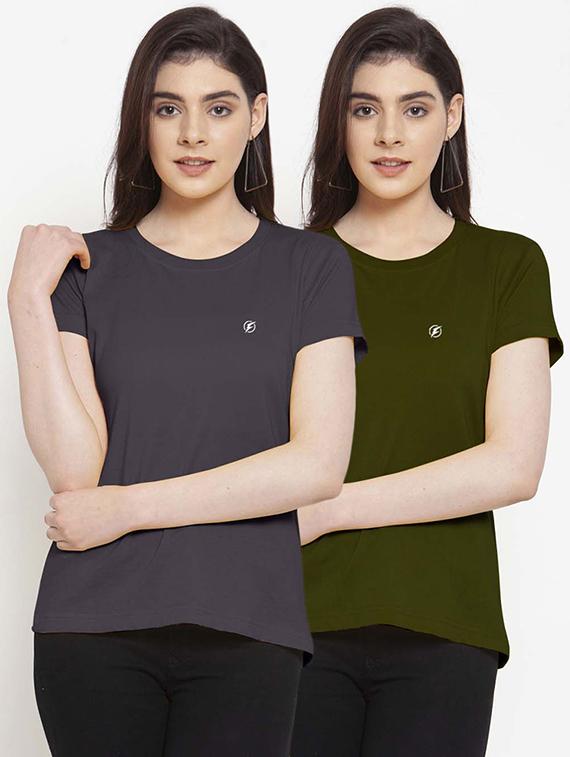 women pack of 2 solid round neck t-shirt - 21034412 - Zoom Image - 0