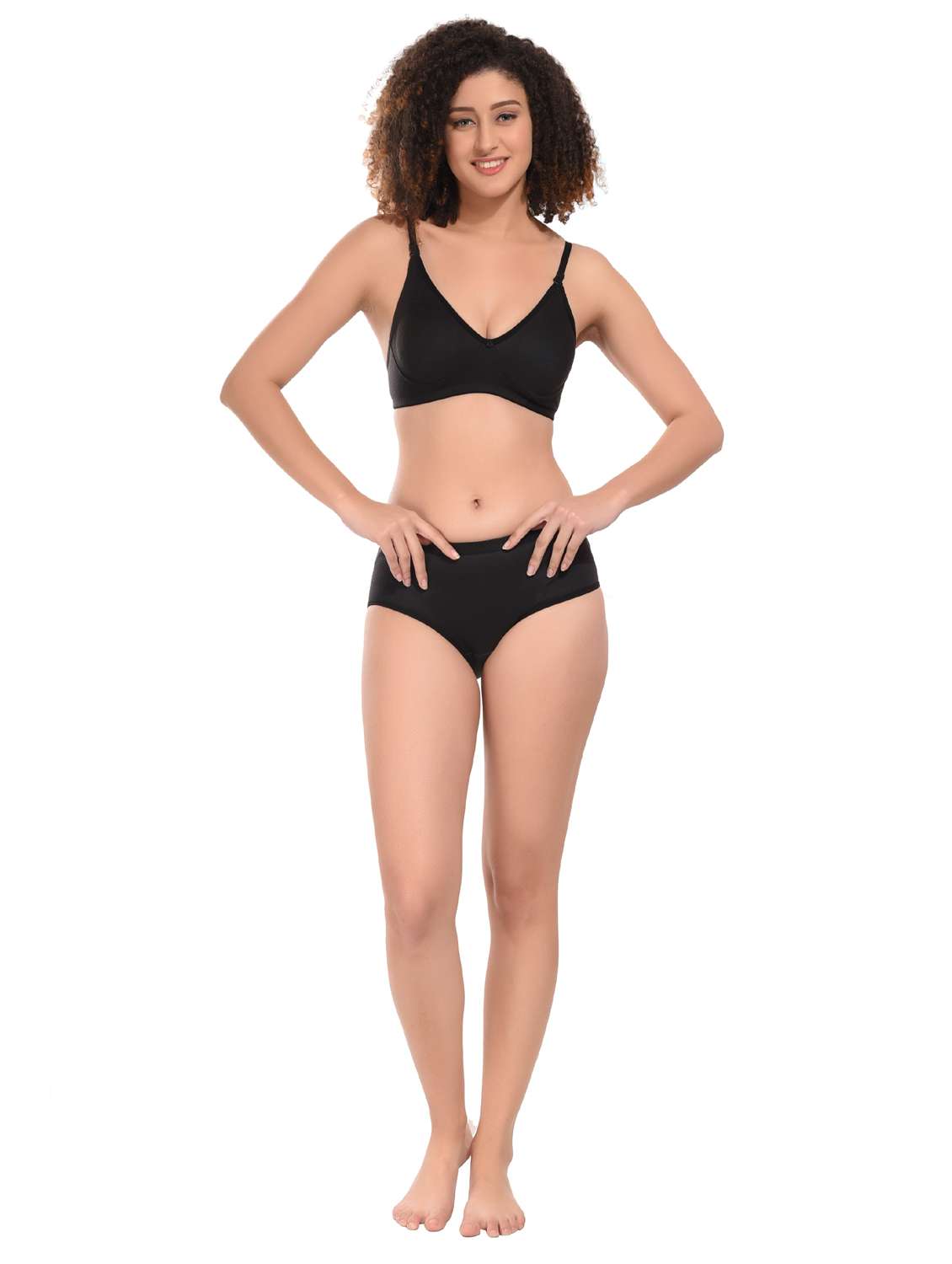 women solid hosiery bras and panty set - 21034513 -  Standard Image - 3