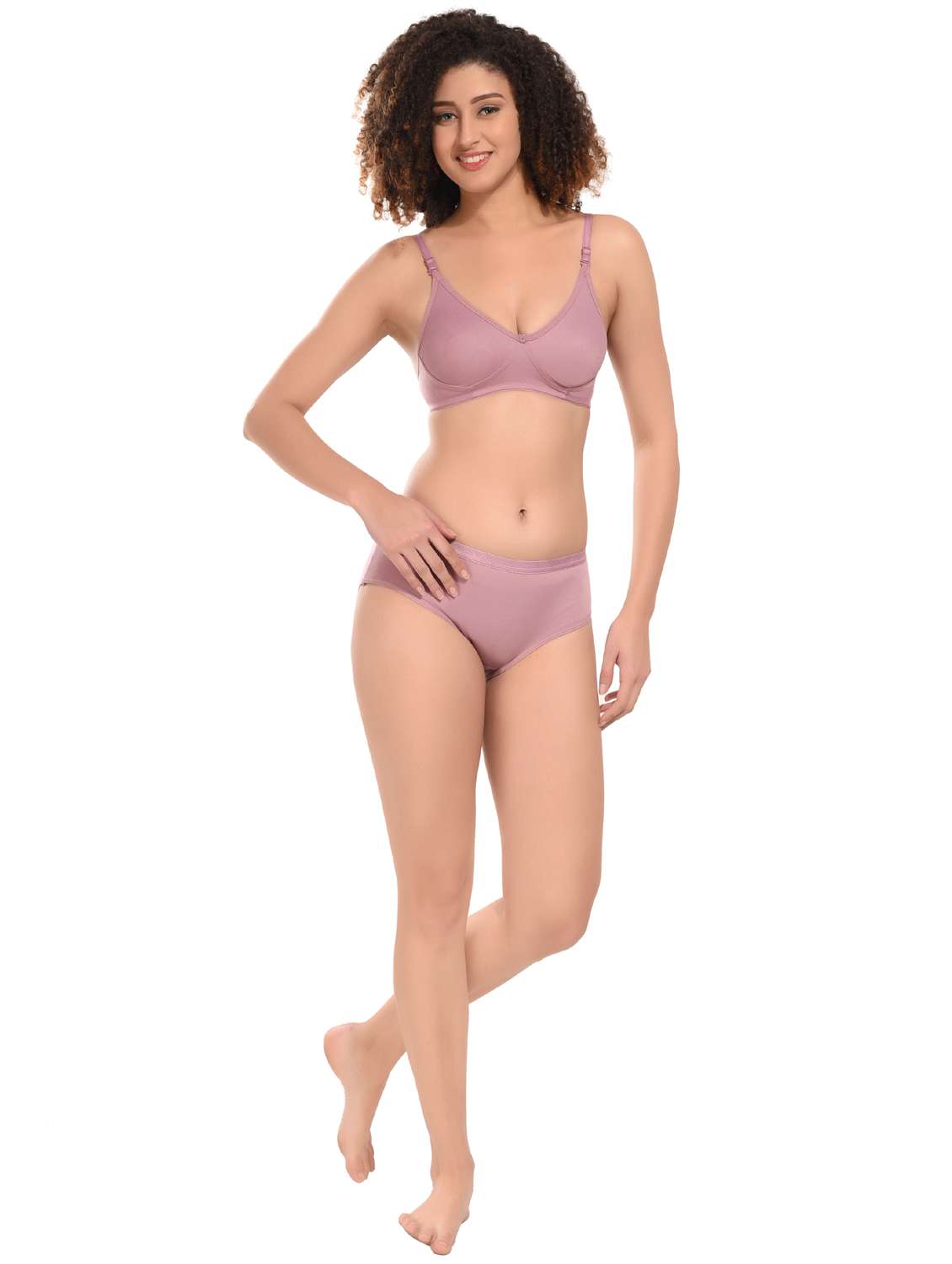 women solid hosiery bras and panty set - 21034518 -  Standard Image - 3