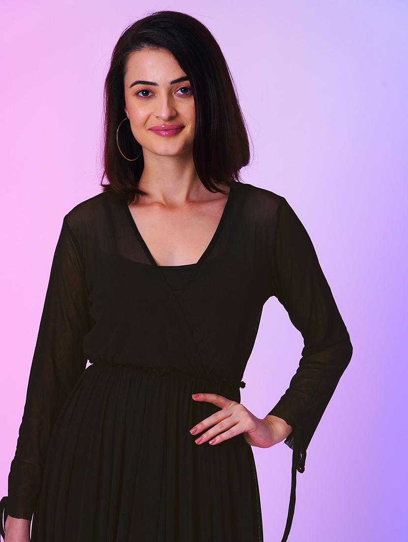 black net fit & flare dress - 21034547 - Standard Image - 3