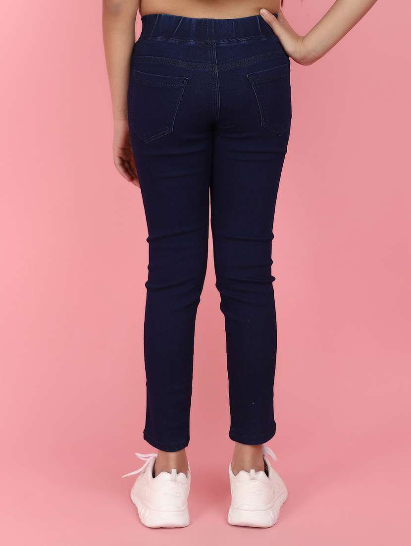 navy blue solid cotton jegging - 21034713 -  Standard Image - 3