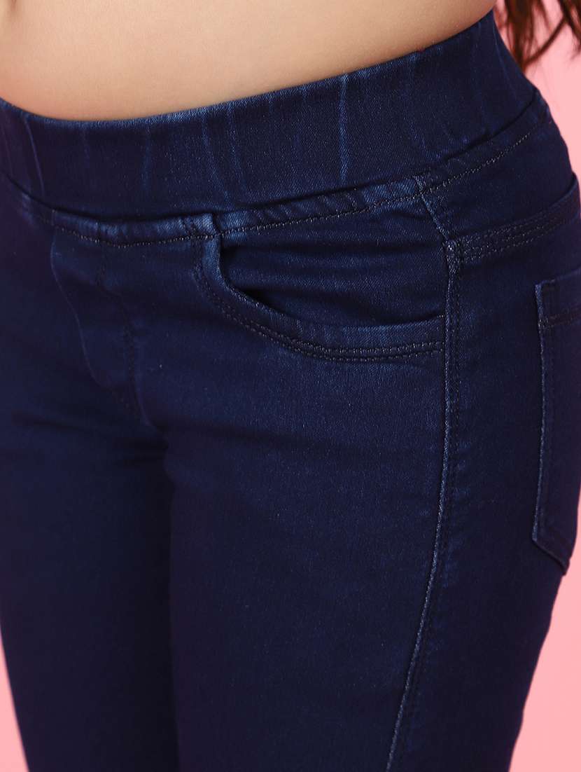 navy blue solid cotton jegging - 21034713 -  Standard Image - 5