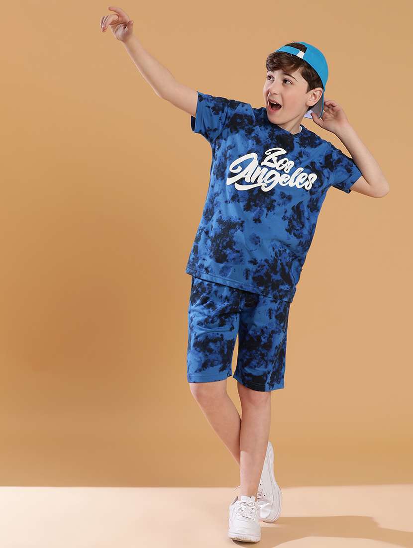 boys tie & dye printed t-shirt & short sets