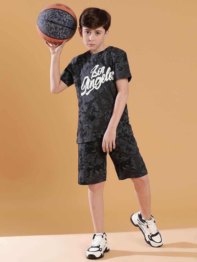 boys tie & dye printed t-shirt & short sets