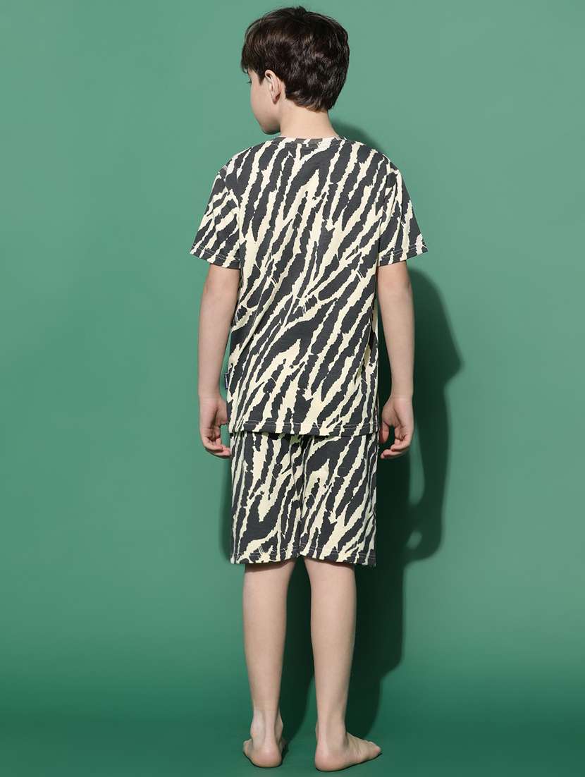 boys round neck printed nightwear shorts set  - 21034769 -  Standard Image - 3