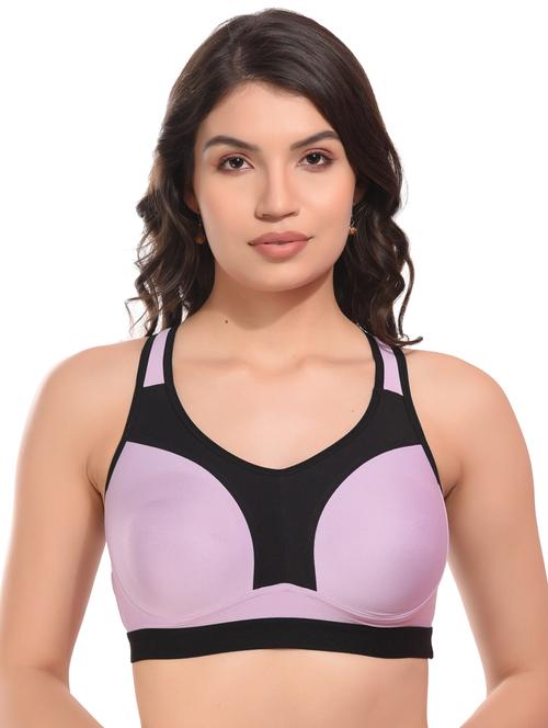 color block lycra sports bra - 21034817 - Standard Image - 0