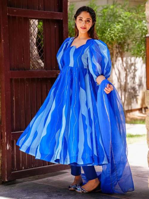 women blue kurta pant set with dupatta - 21034830 - Standard Image - 0