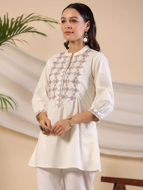 off white self design detailed tunic top - 21034879 -  Standard Image - 0