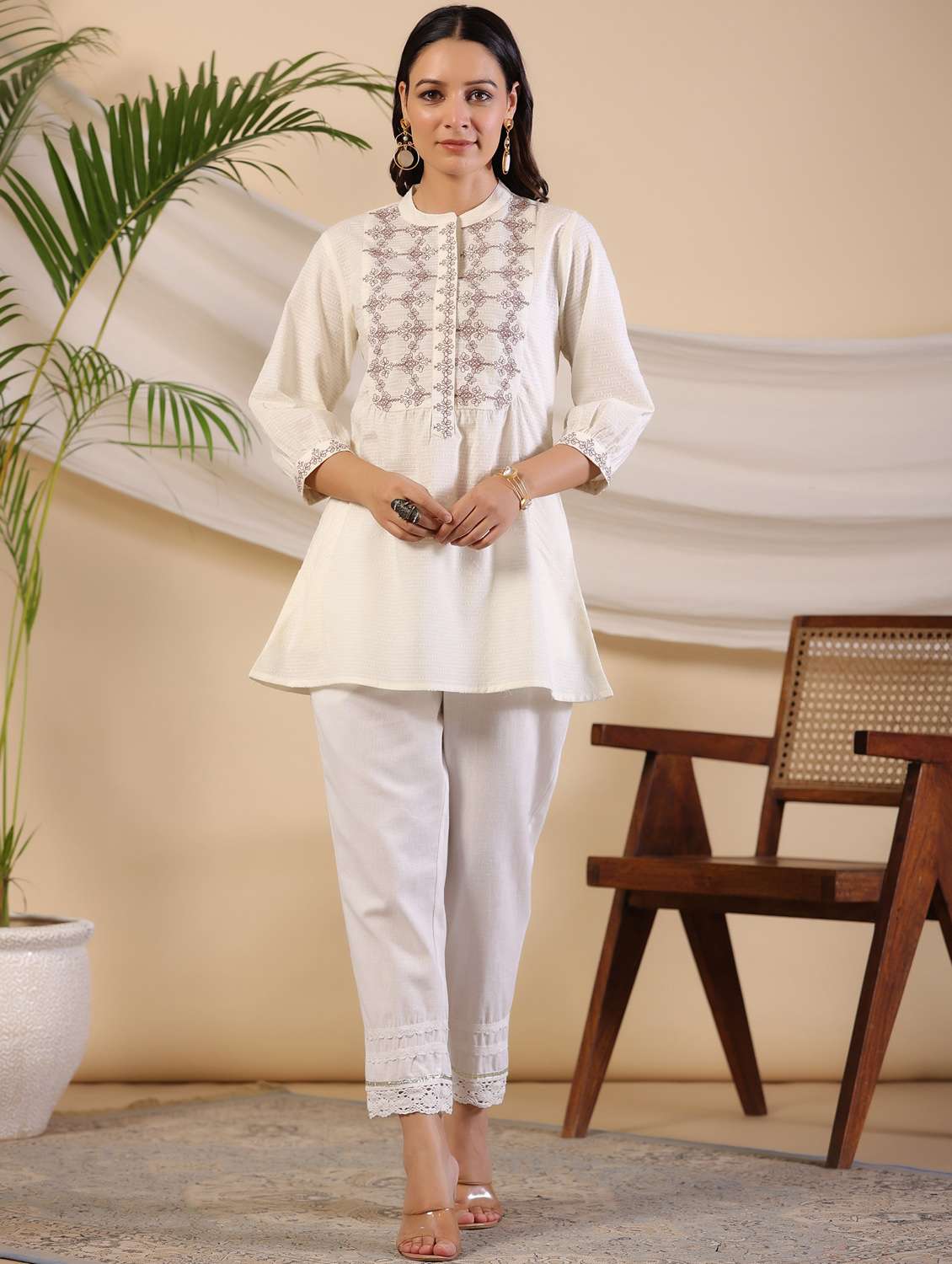 off white self design detailed tunic top - 21034879 - Standard Image - 3