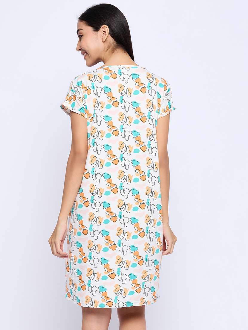 women round neck printed sleepshirts - 21034920 - Standard Image - 3