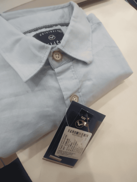 light blue cotton linen casual shirt - 21035021 -  Standard Image - 0